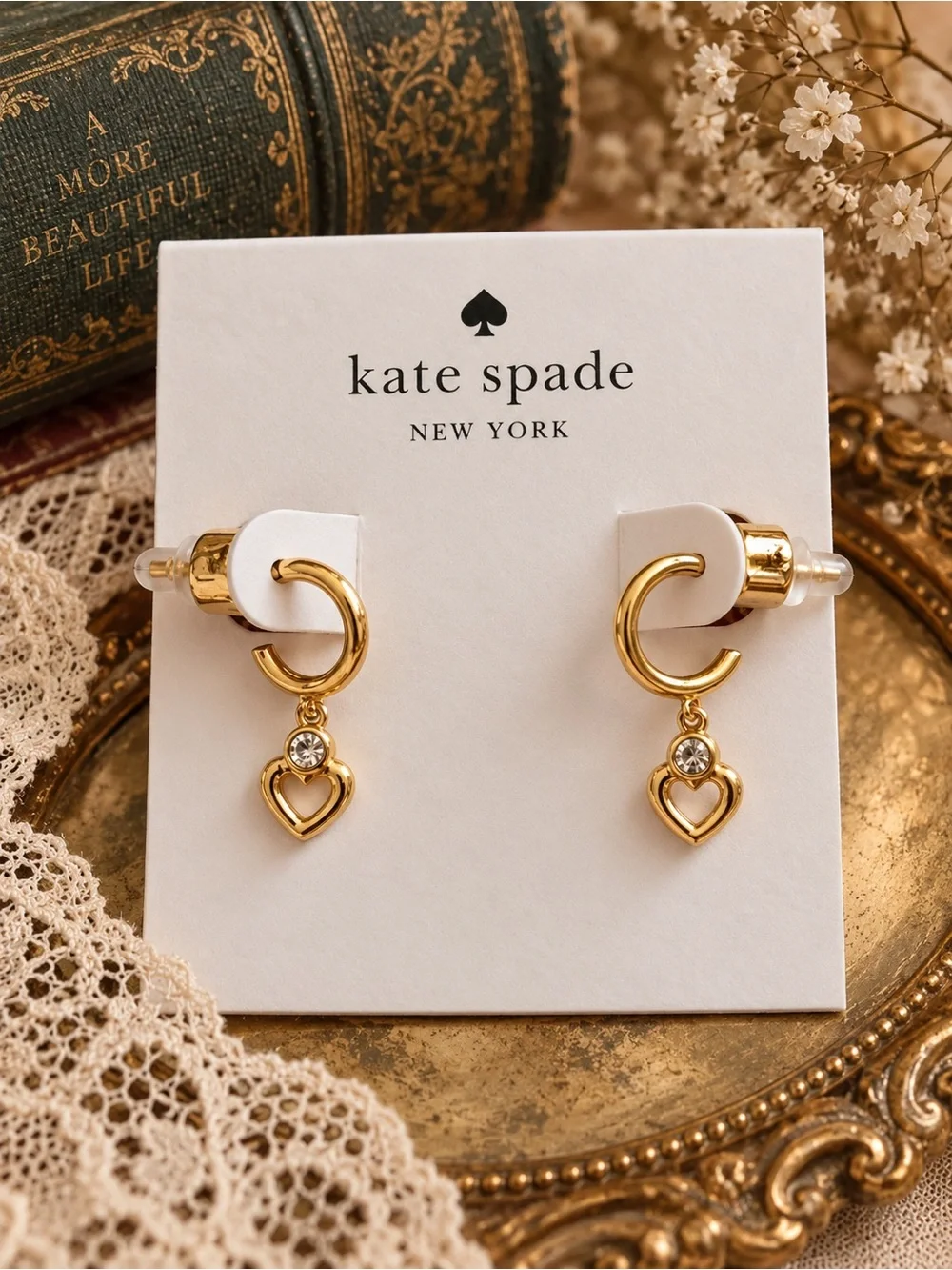 🆕 KATE SPADE • Gold Shining Spade Huggies Hoop Earrings